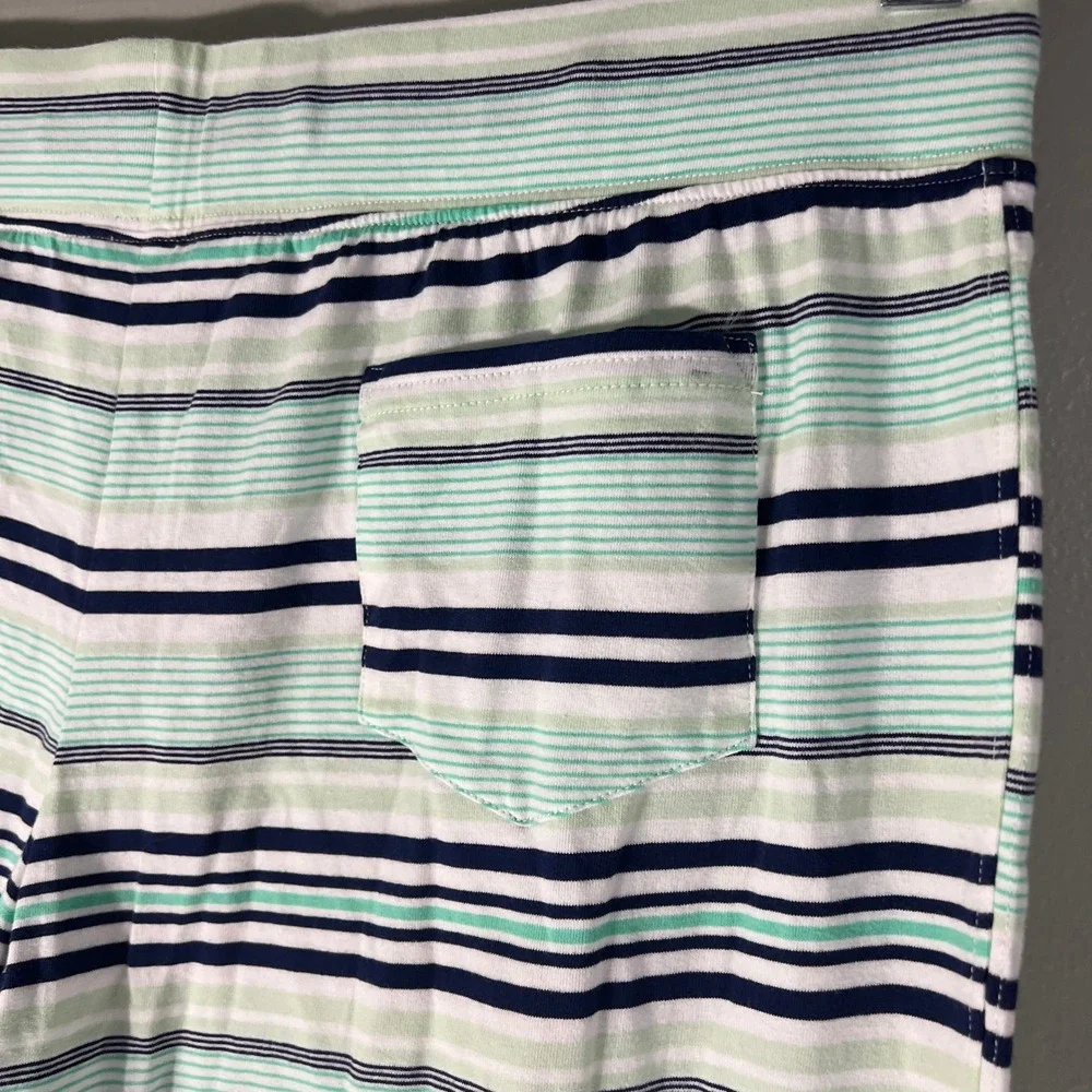 Jasmine & Ginger Womens Pajama Pants‎ Medium Green Navy Striped Cotton S62PJ300